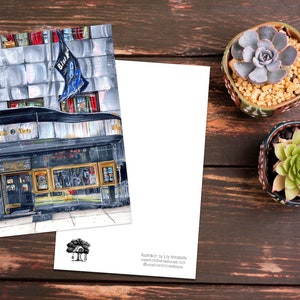 Einzelpostkarte: Hand-Illustrierte Blue Note Jazz Club | New York City Schaufensterfront
