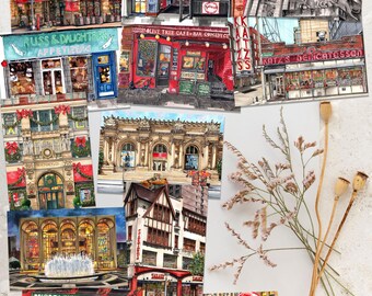 Quintessential NYC: Hand-Illustrated Postcard Set of 12 | New York Storefronts | Macys | Lincoln Center | Mini Prints | Gifts | Stationery