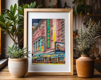 Premium Art Print | St James Theatre | Titanique | Celine Dion | Broadway Musical | NYC Illustration | Storefront Drawing | Gifts | Marquee