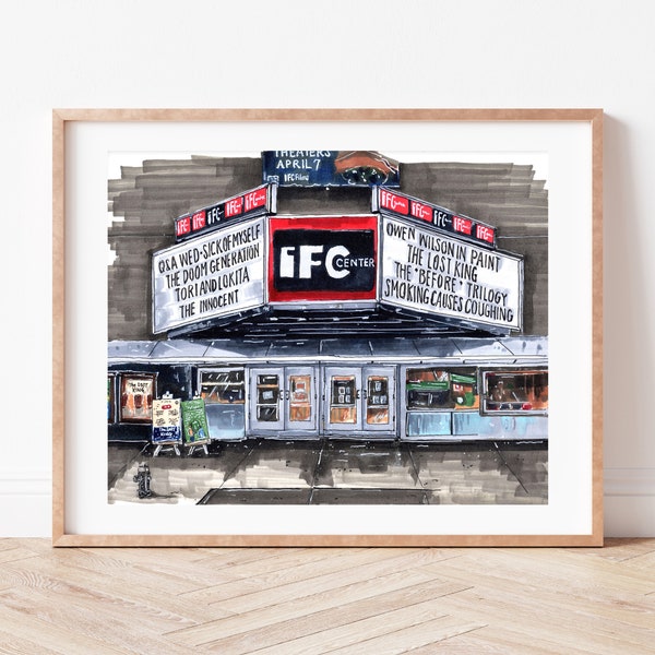 Premium Art Print | IFC Center Independent Film | NYC Illustration | Storefront | Drawing | Home Decor | Wall Art | Housewarming Gifts