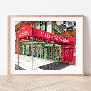 Premium Art Print | Village Vanguard | Live Music | Jazz Club | West Village | Red Awning | NYC Illustration | Drawing | Music Lover Gift
