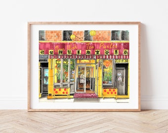 Premium Art Print | Nom Wah Tea Parlor | Dim Sum | NYC Illustration | Storefront | Drawing | Home Decor | Wall Art | Housewarming Gifts