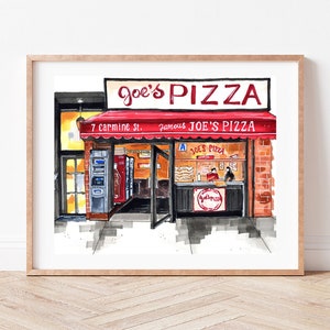 Premium Art Print | Joe&#39;s Pizza New York | NYC Illustration | Storefront | Home Decor | Kitchen Decor | Wall Art | Housewarming Gifts