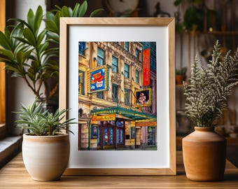 Premium Art Print | Hudson Theatre | Every Brilliant Thing | Mariska Hargitay | Broadway Play | NYC Illustration | Storefront Drawing | Gift