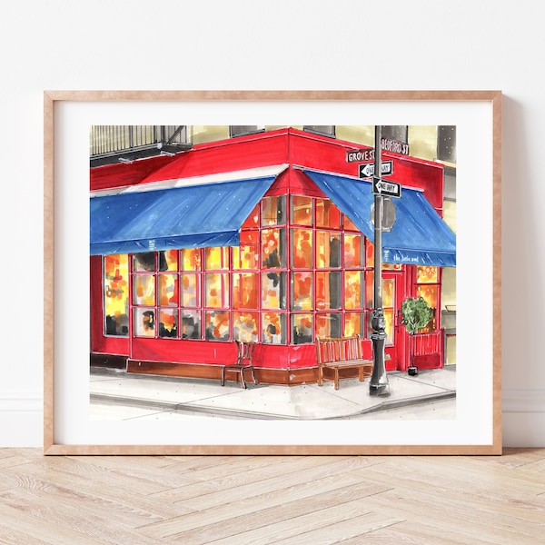 Premium Art Print | The Little Owl | Friends | Central Perk | West Village | NYC Illustration | Storefront | Decor | Wall Art | Housewarming