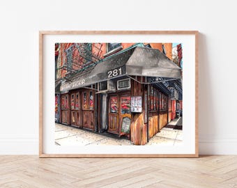 Premium Art Print | The Blind Tiger Ale House | Greenwich Village Bar | Illustration | NYC Storefront | Home Decor | Wall Art | Gifts