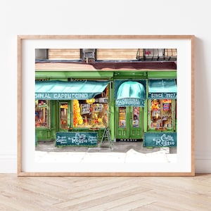 Premium Art Print | Caffe Reggio | The Original Cappuccino | NYC Illustration | Greenwich Village | Storefront | Housewarming Gifts