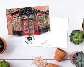 Single Postcard: Hand-Illustrated Three Lives & Co. Bookstore | New York City Storefront