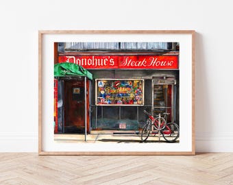 Donohue's Steak House NYC Illustration Print | Upper East Side Storefront Art