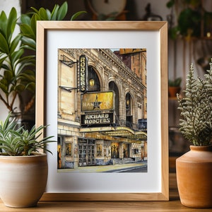 Impresión artística premium / Musical de Hamilton / Lin-Manuel Miranda / Broadway / Teatro Richard Rodgers / Ilustración de Nueva York / Escaparate / Regalos