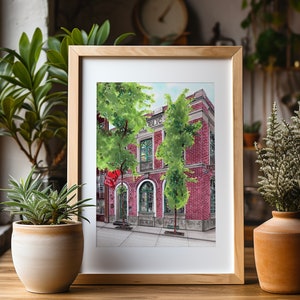 Premium Art Print | New York Public Library | NYPL Hudson Park | West Village | NYC Illustration | Drawing | Home Decor | Storefront | Gifts