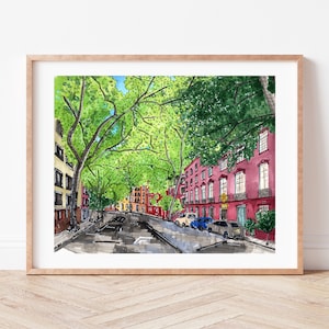 Premium Art Print | West Village New York City | Illustration | Drawing |  Home Decor | Travel Souvenir | Wall Art | Housewarming Gifts