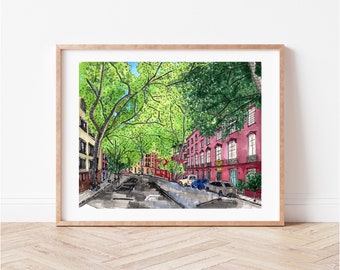 Premium Art Print | West Village New York City | Illustration | Drawing |  Home Decor | Travel Souvenir | Wall Art | Housewarming Gifts