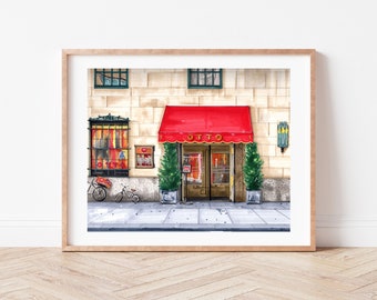 Premium Art Print | Otto Enoteca e Pizzeria | Italian Restaurant | Illustration | Drawing | NYC Storefront | Home Decor | Housewarming Gifts