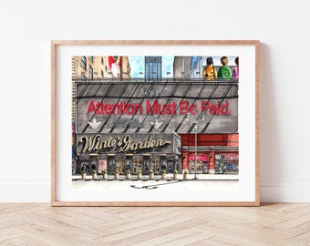 Premium Art Print | Winter Garden Theatre | Death of a Salesman | Arthur Miller | Nathan Lane | Broadway Play | NYC Illustration | Gift Idea