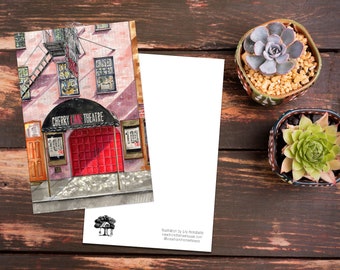 Single Postcard: Hand-Illustrated Cherry Lane Theatre | New York City Storefront