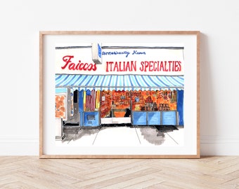 Premium Art Print | Faicco’s Italian Specialties | Illustration | Drawing | NYC Storefront | Home Decor | Wall Art | Housewarming Gifts