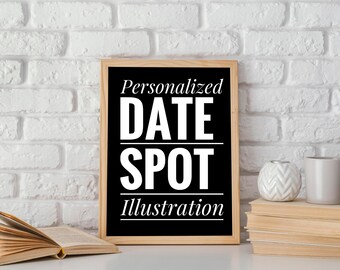 Personalized Date Spot Illustration | Illustration from Photo | Building Portrait | Storefront Drawing | Handmade | Aniversary Gift