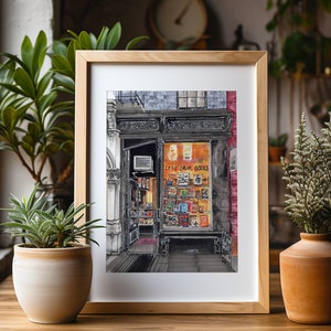 Premium Art Print Left Bank Books West Village Bookstore NYC Illustration Storefront Home Decor Housewarming Gift image 1