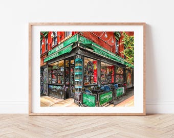 Premium Art Print | East Village Pizza | Double Stacked Pizza | East Village | NYC Illustration | Storefront | Drawing | Decor | Gifts