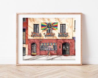 Premium Art Print | The Stonewall Inn | Pride | LGBTQIA+ | Brooklyn Brewery | NYC Illustration | Storefront | Drawing | Housewarming Gifts