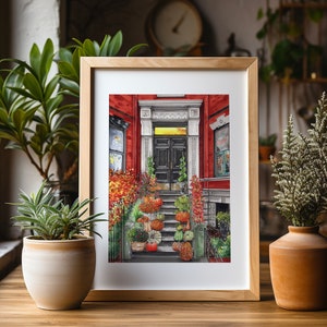 Premium Art Print Autumn West Village Stoop Fall Foliage Halloween Thanksgiving New York NYC Illustration Gift Housewarming image 1