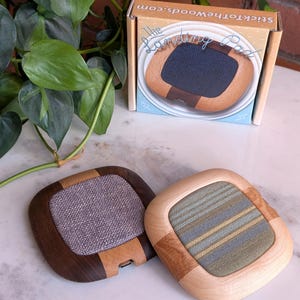 Handmade 20W Wireless Charger: Solid Hardwoods & Retro Fabric Bedside Charging Pad