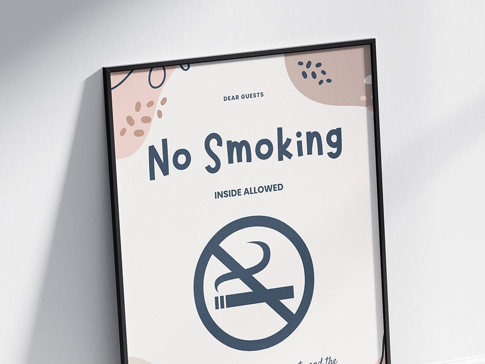 No Smoking Sign Template No Smoking Airbnb Vacation Rental Etsy