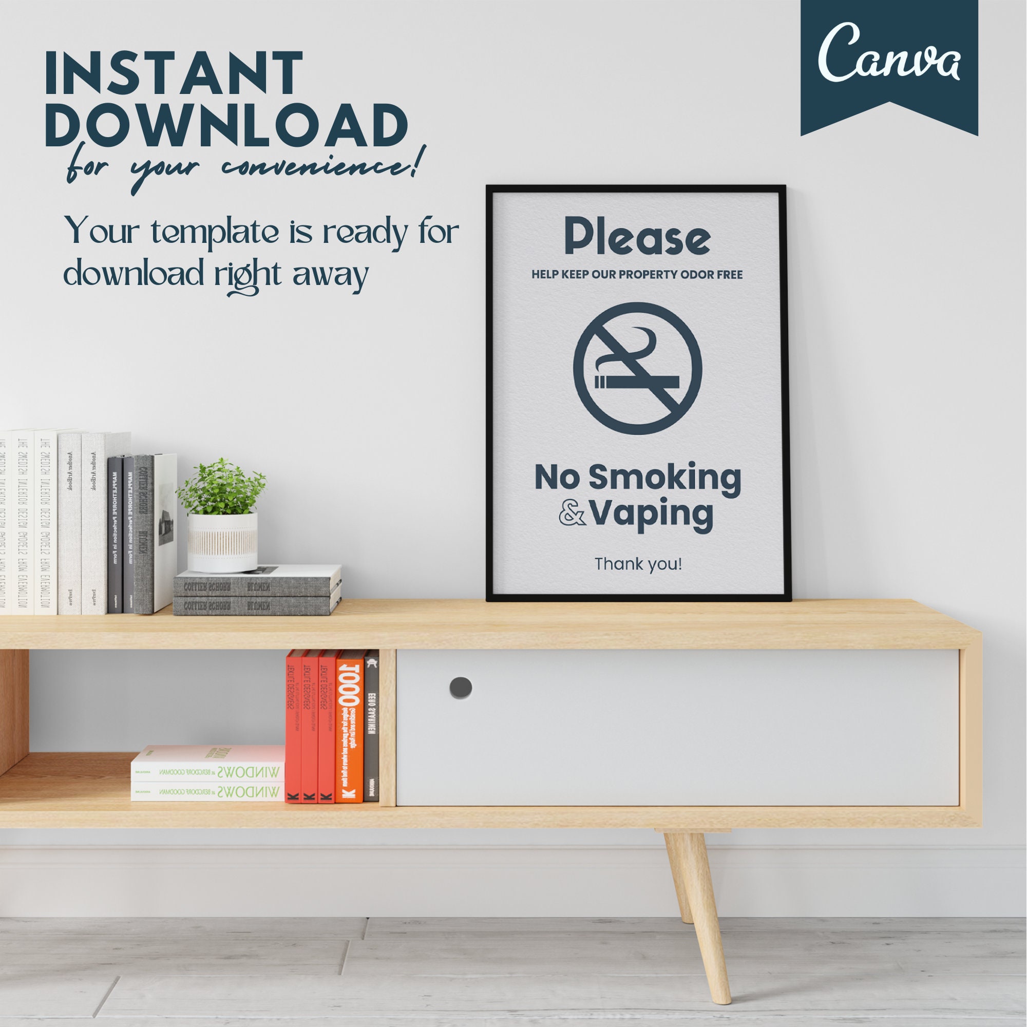 No Smoking Sign Template No Smoking Airbnb Vacation Rental Etsy