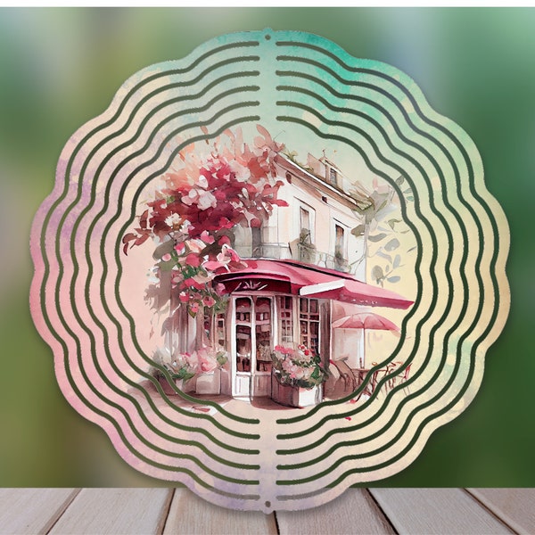 Wind Spinner Sublimation Design, Floral Coffee Shop Front Wind Spinner design, Instant Digital Download Png for Sublimation, Windspinner Png