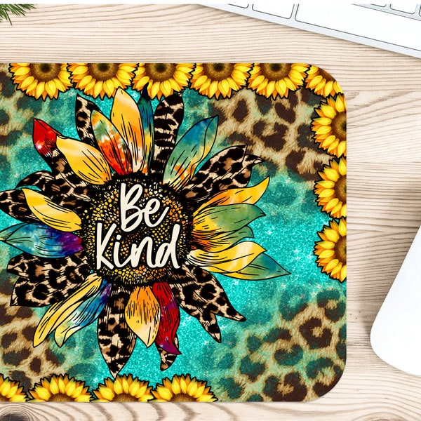 Be Kind Sunflower Mouse Pad PNG Sublimation Design, Western Sunflower Mouse Pad PNG for Sublimation, Be Kind MousePad Png, Digital Download