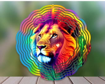 Lion Wind Spinner Sublimation Design, Tye Dye Lion Wind Spinner, Digital Download Png for Sublimation, Colorful Lion 10inch Windspinner Png