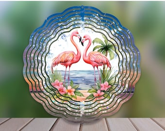 Flamingo Wind Spinner Sublimation Design, Tropical Flamingo Wind Spinner Png, Flamingo Png for Sublimation, 10inch Wind Spinner Design Png