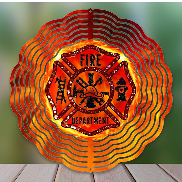 Fire Department Wind Spinner Sublimation Design, Fire Fighter WindSpinner PNG for Sublimation, Fireman Maltese Cross 10inch Wind spinner Png