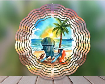 Beach Sunset Wind Spinner Sublimation Design, Sunset WindSpinner PNG for Sublimation, , Beach Chair 10inch Wind spinner PngDigital Download