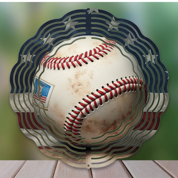 Baseball Ball Wind Spinner Sublimation Design, Baseball Ball American Flag WindSpinner PNG for Sublimation, 10inch Wind spinner Png Download