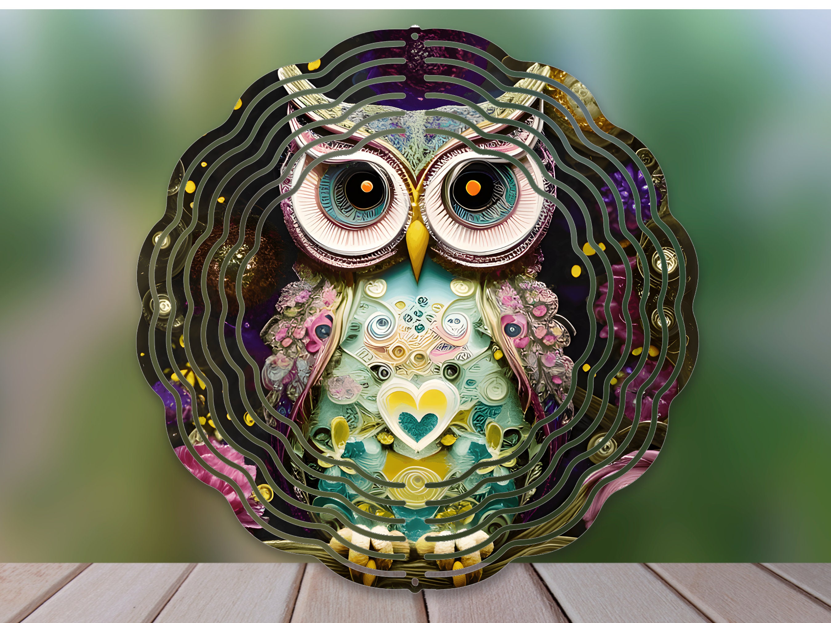 Owl Wind Spinner Sublimation Design, Gorgeous Owl Made Of Ornate Flowers WindSpinner PNG for Sublima