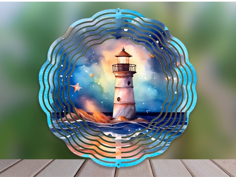 Lighthouse Wind Spinner Sublimation Design Bundle Watercolor Etsy