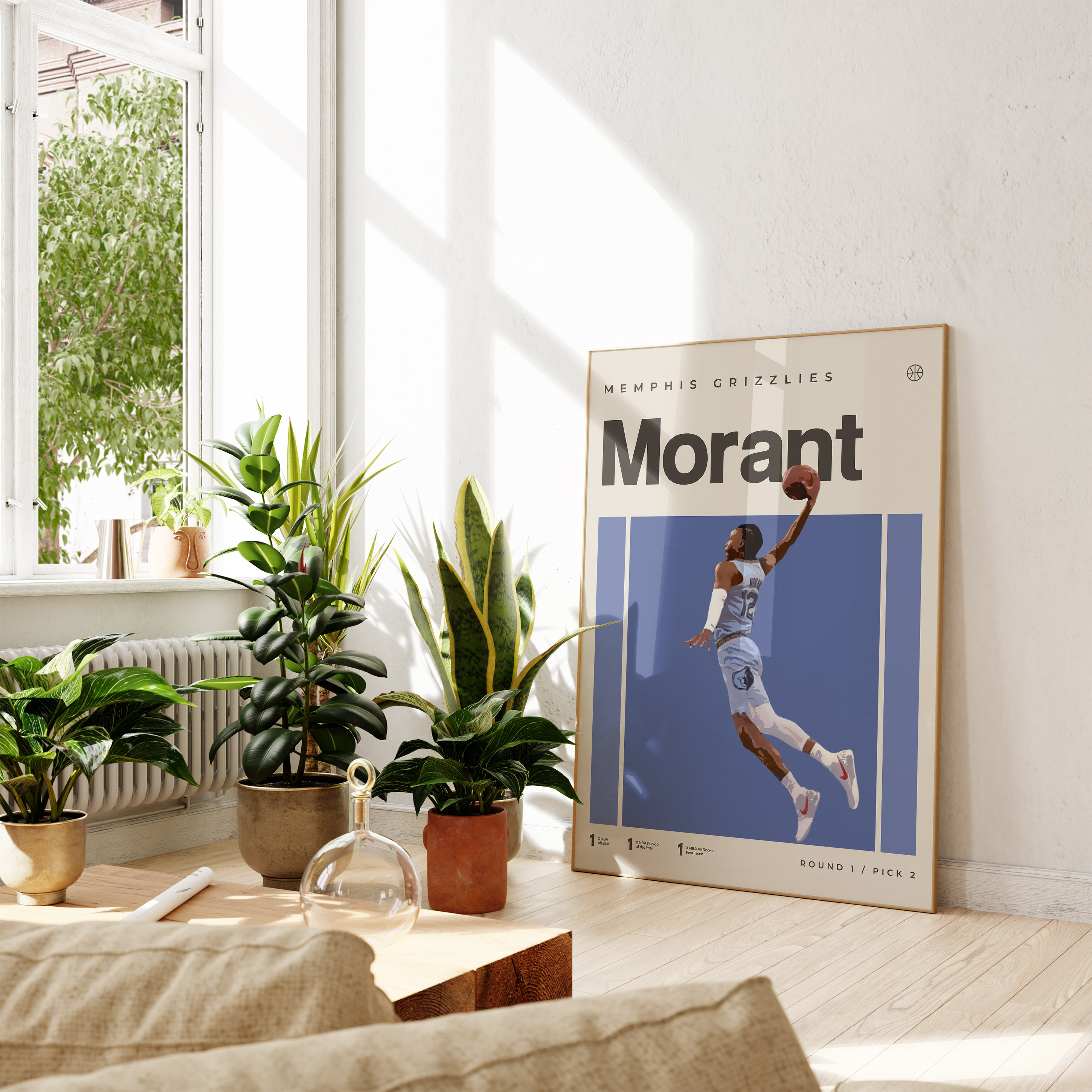 Discover Ja Morant Inspired Poster, Memphis Grizzlies Art Print, Mid-Century Modern