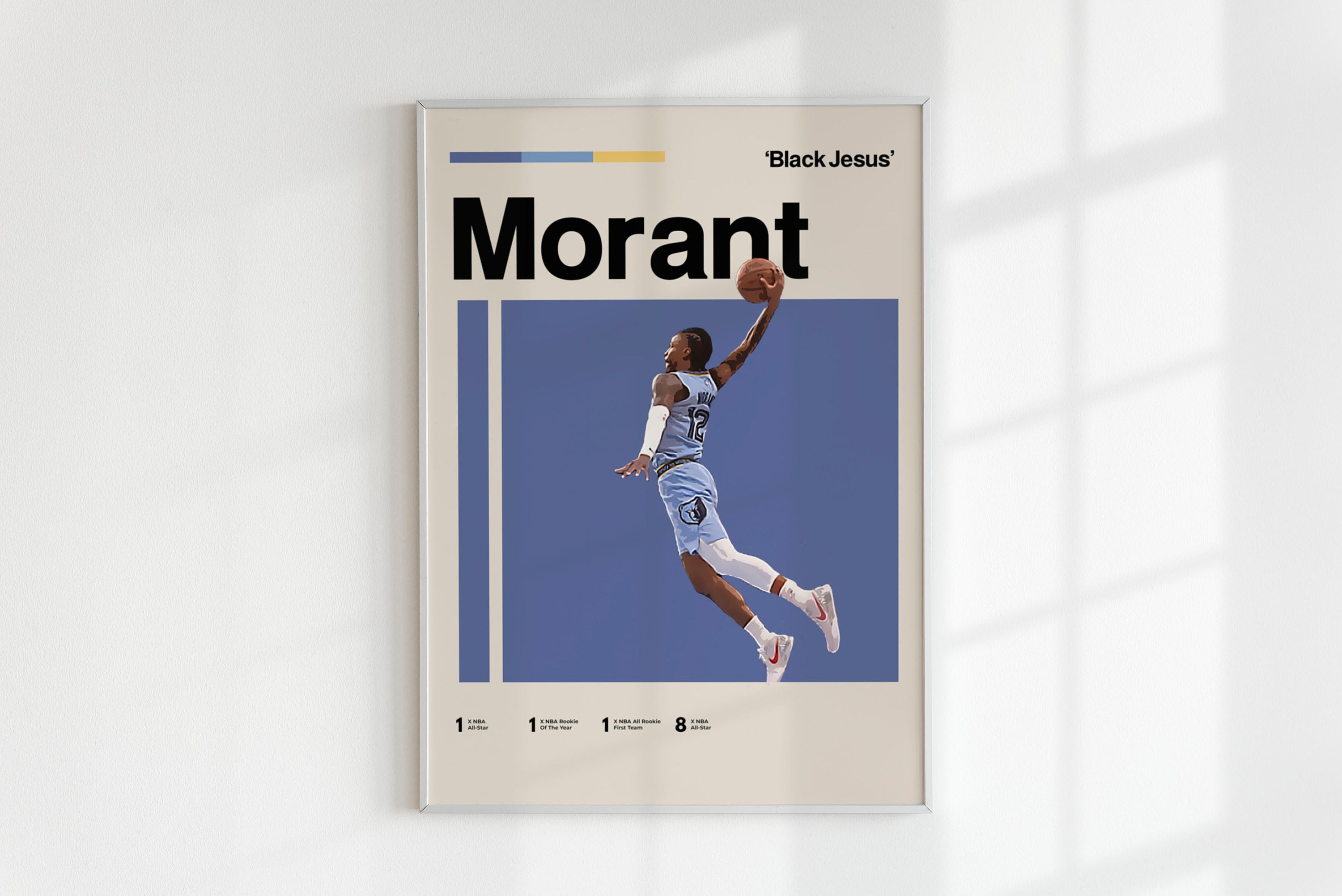 Discover Ja Morant Poster, Memphis Grizzlies Art Print Minimalist, Mid-Century Modern Poster