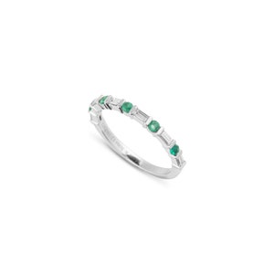 Baguette diamonds and Emeralds ring, 14K solid gold