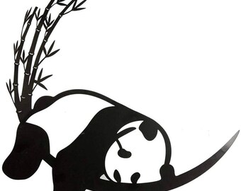 Sleeping Panda Design Wall Hanging Home Art Decor Made of Black Acrylic Sheet For Birthday Gift