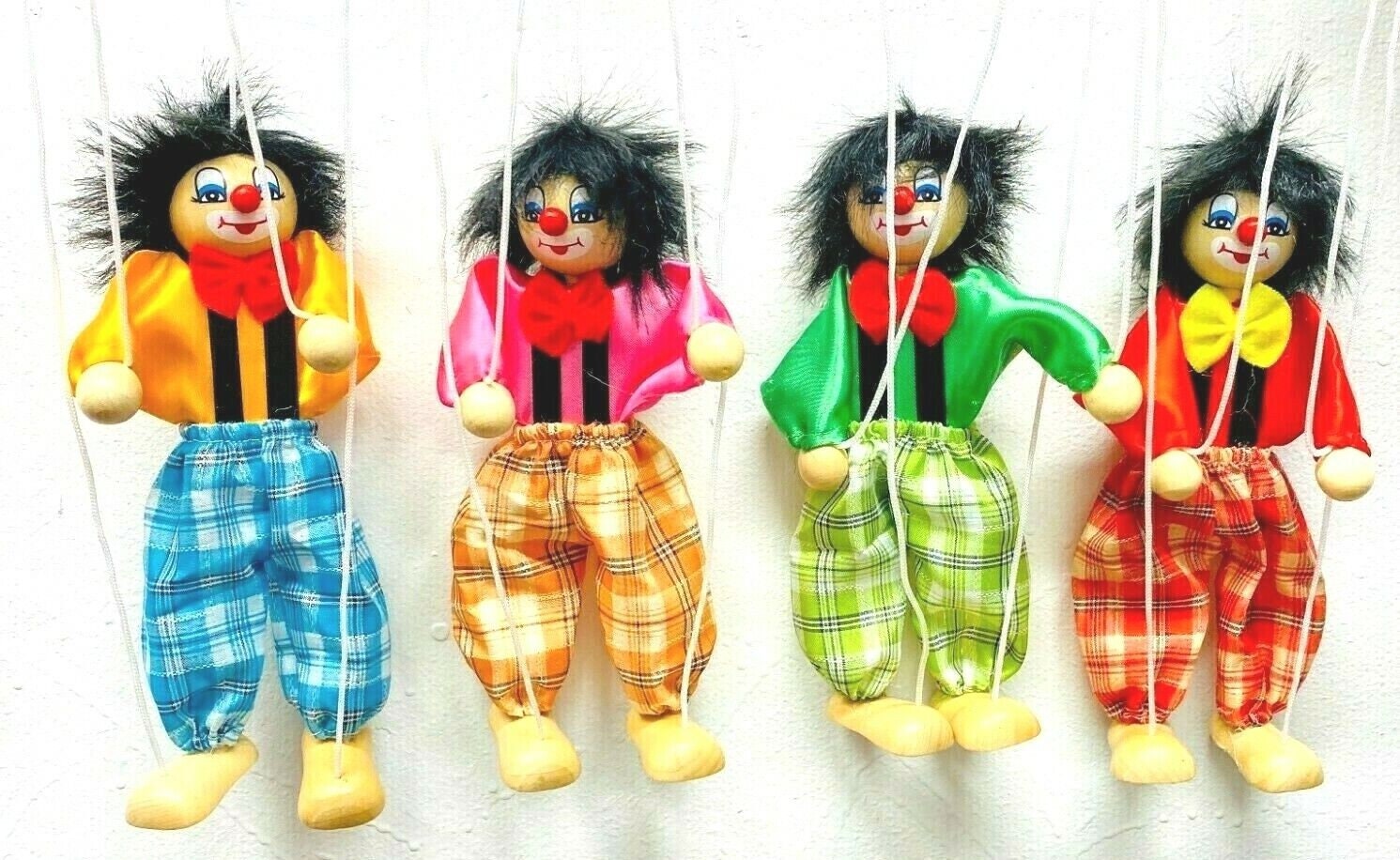 Puppet Clowns Marionette Wooden Retro Pull String Children Kids Toy ...