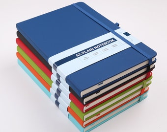 A5 Plain Pages Notebook Hardback Notepad Notes Journal Work Projects Art Maths | 80 Papier GSM