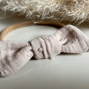 Haarband mit Schleife Kleinkind Haarschleife aus Baumwoll-Musselin Bow Headband Bild 4