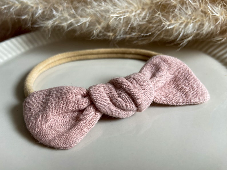 Haarband mit Schleife Kleinkind Haarschleife aus Baumwoll-Musselin Bow Headband Bild 6