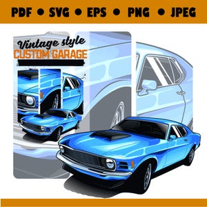 Vintage American Classic Muscle Car Art Print | Digital Download | Oldschool Car Art | PNG, PDF, SVG Formats