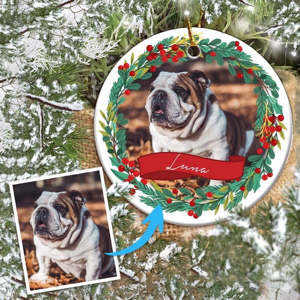 Custom Ceramic Bulldog Ornament, Based off Your Dog's Photo, Pet Memorial Keepsake, Dog Ornament Personalized, Pet Lover Gift, Pet Ornament