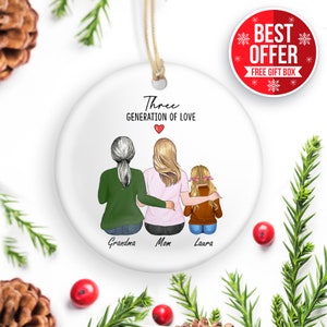 Custom Family Generations Ornament, Personalized Ornament, Family, Gift For Grandma, Three Generations Gift, Grandparents Gift, Grandma Gift