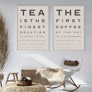 Tea & Coffee Optical Board Exhibition set of 2 Prints, Gallery Wall Art, Digital Download